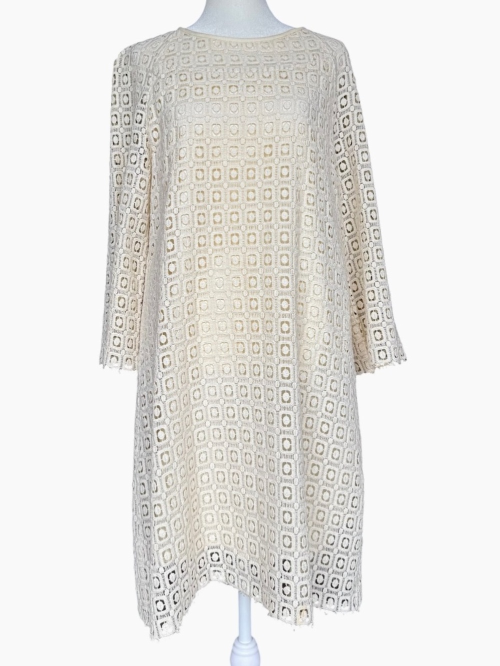 A.P.C. x Vanessa Seward White Square Lace Off Shift Dress Sz L
